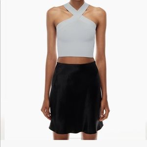 Aritzia Cement Blue Sculpt Knit Criss Cross Cropped Tank